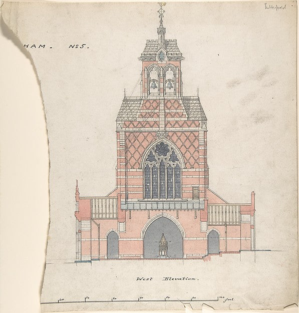 West Elevation of an Unidentified Church 19th cent-William But,16x12"(A3)Poster