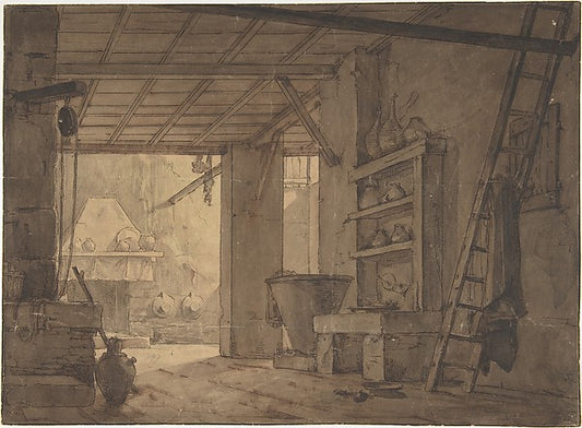 Interior of Farm House 18th cent-Anonymous, German, 18th cent,16x12"(A3) Poster