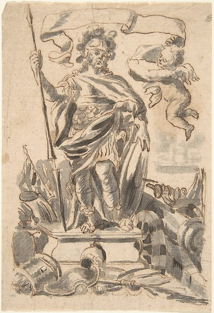 Design for a Book Illustration 17th cent-Attributed to William,  Poster Print Wall Art