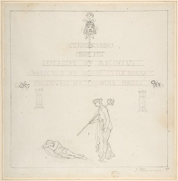 Sketch for the Title Page of an Edition of Aeschylus 1793-John,  Poster Print Wall Art