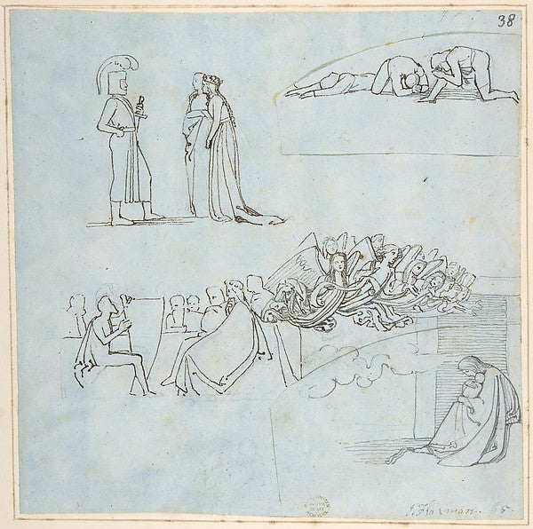 Sheet of Sketches 1793-John Flaxman,  Poster Print Wall Art