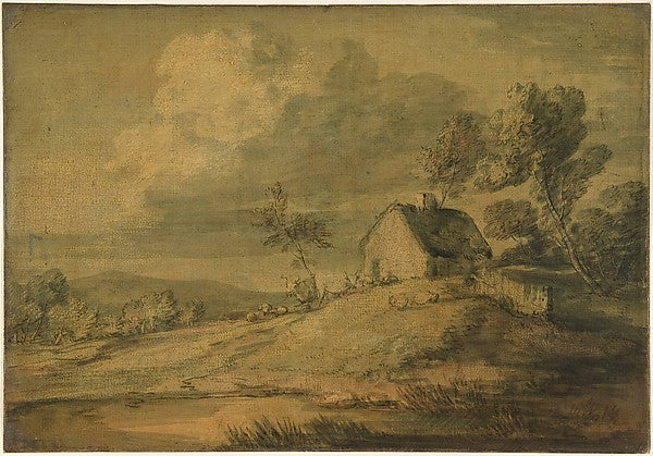 Wooded Landscape with Cottage  Cows and Sheep c1770-Thomas Gai,16x12"(A3) Poster