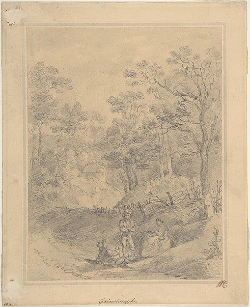Landscape with Figures 18th or early 19th cent-Possibly by Geo,  Poster Print Wall Art