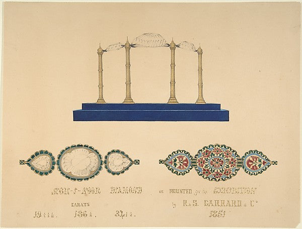 Drawing of the "Koh-I-Noor Diamond" 1851-R. S. Garrard & Co.,  Poster Print Wall Art