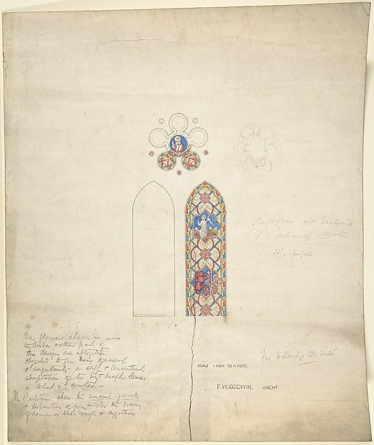 Design for stained glass windows in Ditteridge Church c1859-Ed,  Poster Print Wall Art