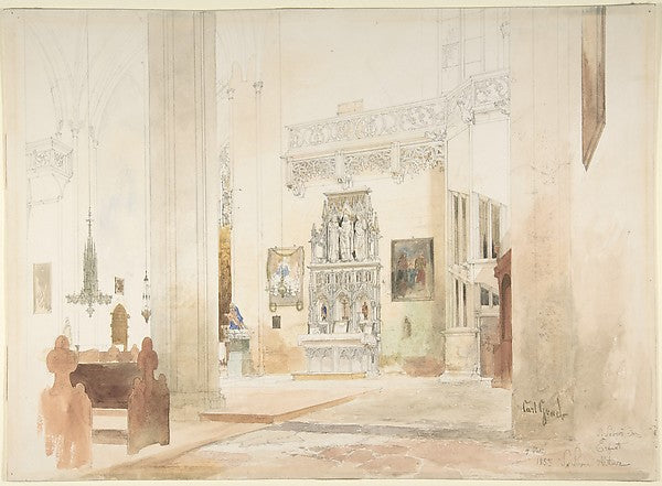 Interior of Saint Severin Church in Erfurt 1855-Carl Georg Ant,16x12