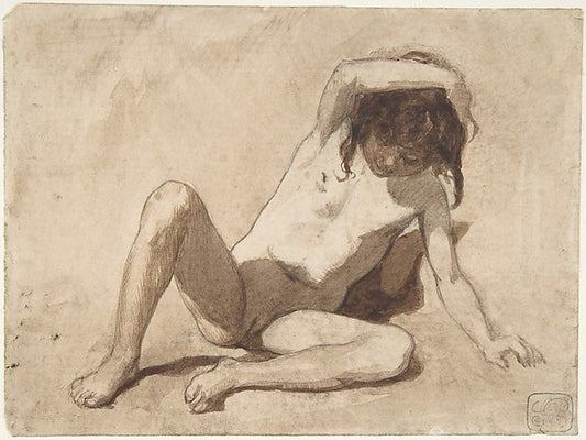 Study of a Nude Young Girl 1838–89-August Xaver Karl von Pette,16x12"(A3) Poster