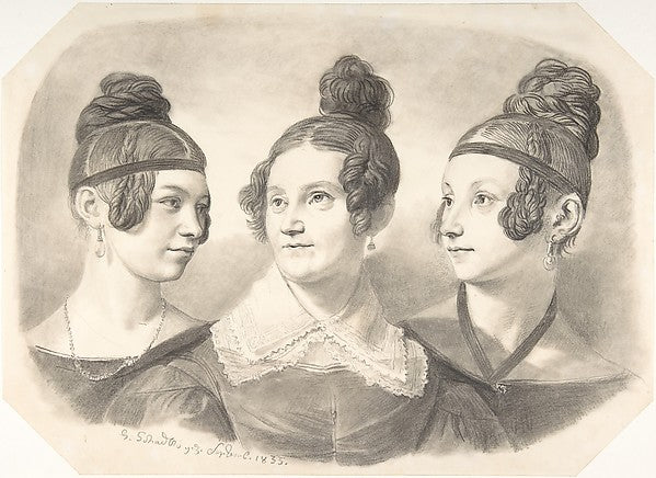 Portrait of Frau von Oppen and Her Two Daughters 1835-Johann G,  Poster Print Wall Art