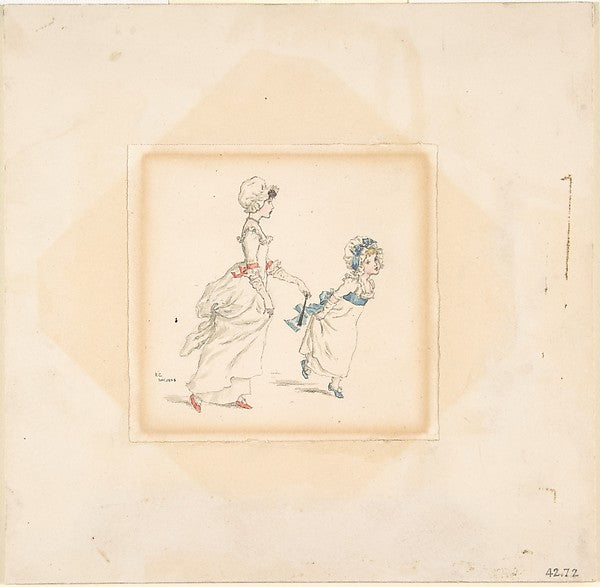 Woman and Child 1883-Kate Greenaway,  Poster Print Wall Art