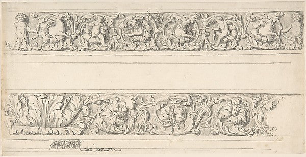 Sketch of Two Friezes  Palazzo Mattei 1776–79-Attributed to Th,  Poster Print Wall Art
