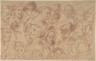 Sheet of Studies of Heads c1795-After William Hogarth,16x12"(A3) Poster