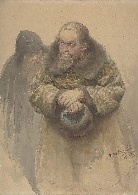 Two Russian Men 1904-Klavdy Vasilyevich Lebedev,16x12"(A3) Poster