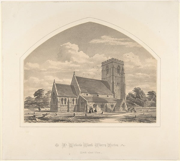 St. Michael's Church  Cherry Burton -  North East View 1845–50-S,  Poster Print Wall Art