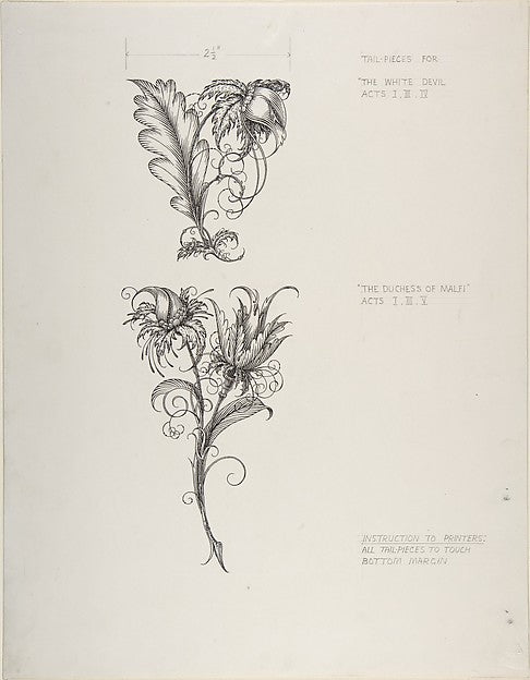 Floral Tailpiece Designs  The Duchess of Malfi and The White D,  Poster Print Wall Art