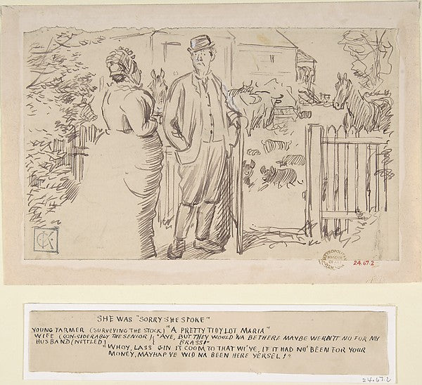 She was "Sorry She Spoke" 1870–1891-Charles Samuel Keene,16x12"(A3) Poster