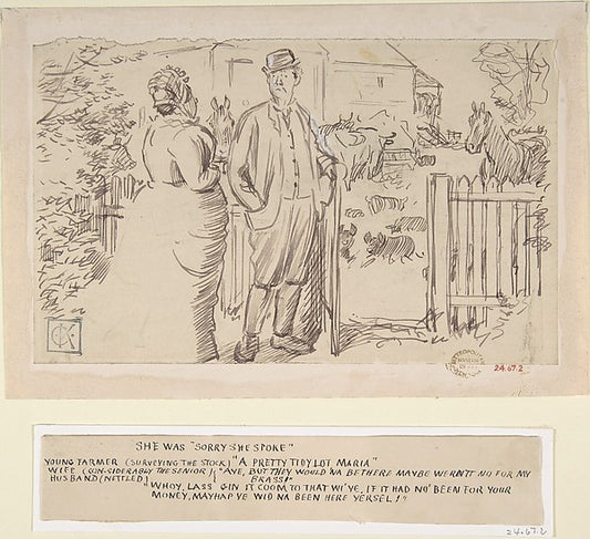 She was "Sorry She Spoke" 1870–1891-Charles Samuel Keene,16x12"(A3) Poster