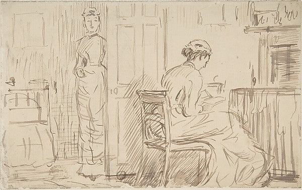 Two Nursemaids 1870–1891-Charles Samuel Keene,  Poster Print Wall Art