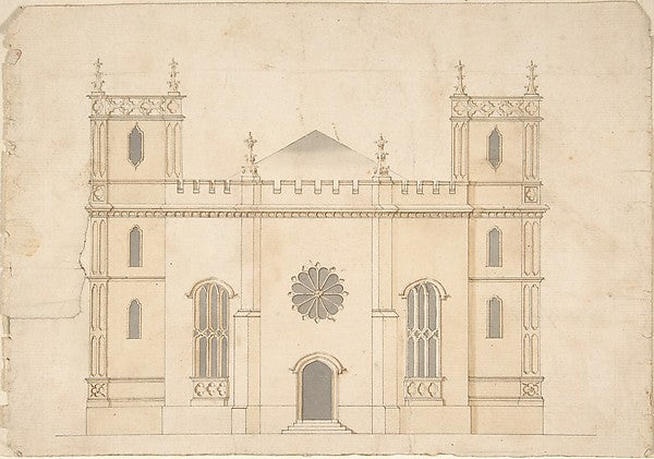 Facade of a Gothic Revival Church 1745–76-Attributed to Henry,  Poster Print Wall Art