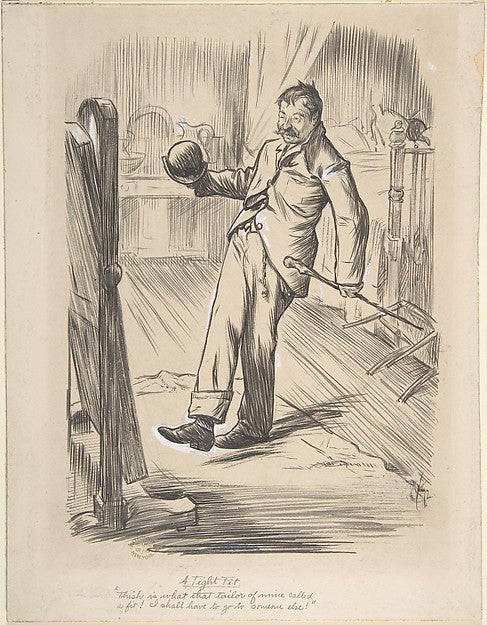 A Tight Fit 1872-Charles Samuel Keene,16x12"(A3) Poster