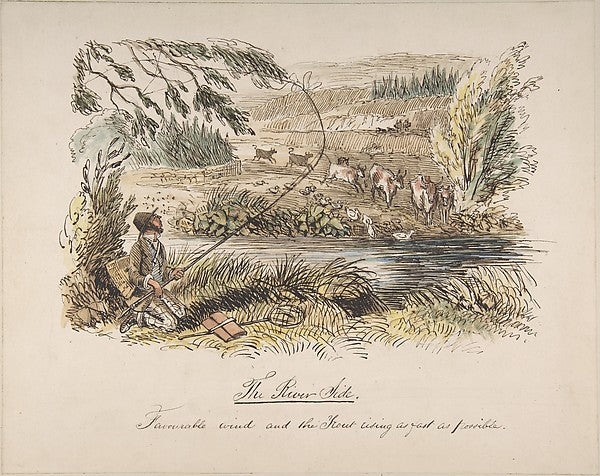 The Riverside  Favourable Wind and the Trout Rising as Fast as,  Poster Print Wall Art