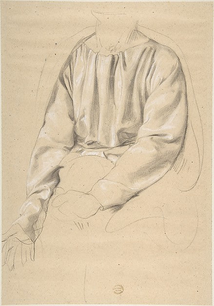 Study of a Draped Torso 19th cent-Anonymous,British,19th cen,  Poster Print Wall Art
