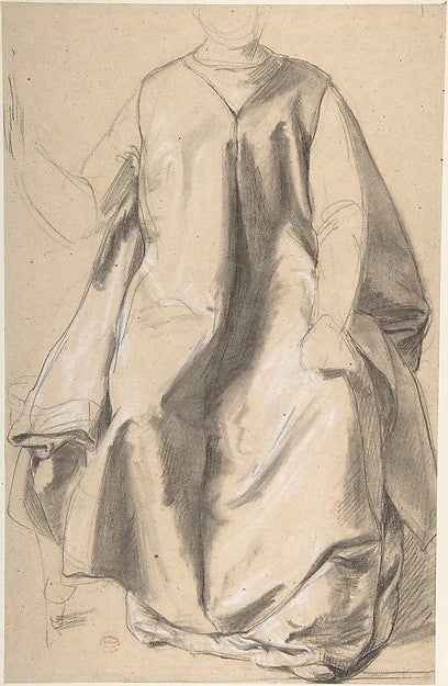 Figure in a Long Robe  Seated 19th cent-Anonymous,British,19,  Poster Print Wall Art