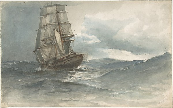 Ship at Sea late 19th cent-Albert Ernest Markes,  Poster Print Wall Art