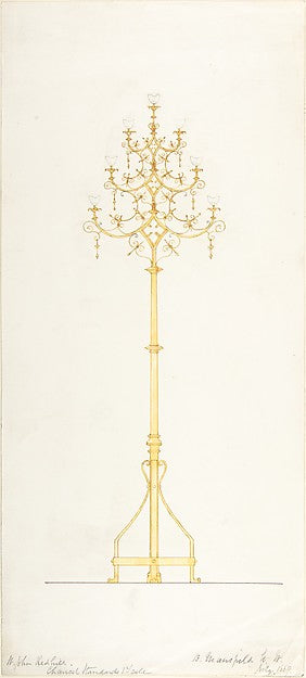 Design for Church Lamp Stand 1889-B. Mansfield,  Poster Print Wall Art