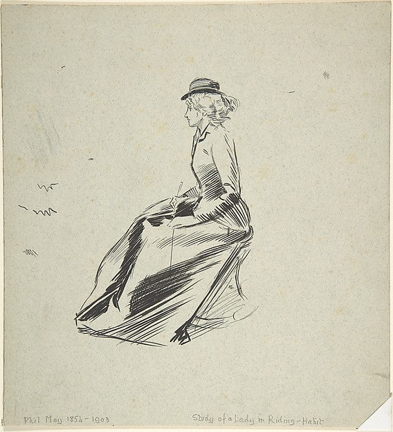 Study of a Lady in a Riding Habit late 19th–early 20th cent-Ph,  Poster Print Wall Art