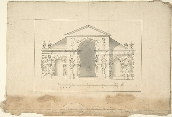 Elevation of Garden Pavilion early to mid-18th cent-After Robe,  Poster Print Wall Art