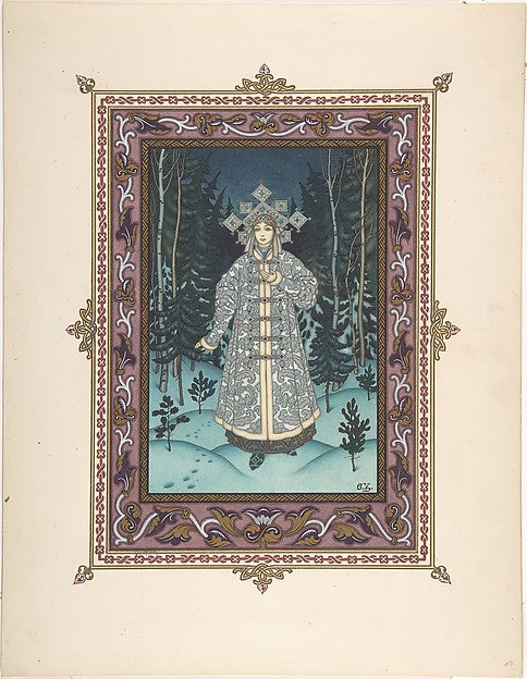 Illustration for "Snegurochka" [Snegurochka in the forest] c19,16x12"(A3) Poster