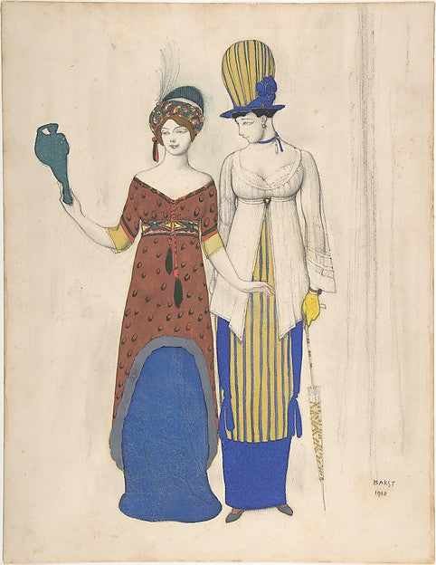 'Fantaisie sur le costume moderne': Two female haute couture f,16x12"(A3) Poster