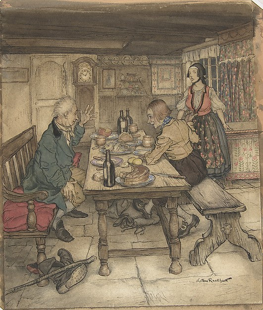 The Farmer's Supper c1932-Arthur Rackham,  Poster Print Wall Art