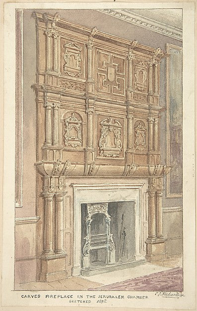 Oak Carving from Fireplace in the Jerusalem Chamber  Westminst,  Poster Print Wall Art