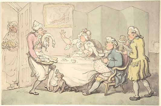 A Couple at Table with Servants 18th–19th cent-After Thomas Ro,16x12"(A3)Poster