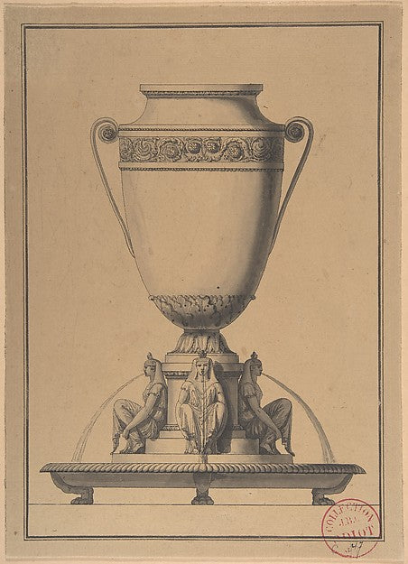 Design for a Wine Fountain c1770–1816-Henri Auguste,16x12"(A3) Poster