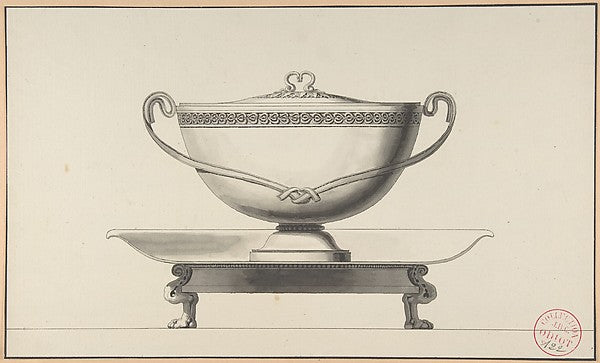 Design for a Covered Bowl with Stand c1770–1816-Henri Auguste,16x12"(A3) Poster