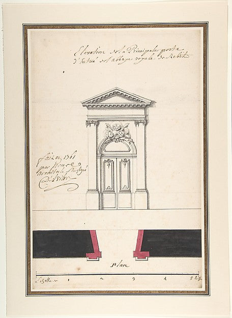 Design for an Elevation of a Gateway  Abbey at Rebais  n.d.-Cl,16x12"(A3) Poster