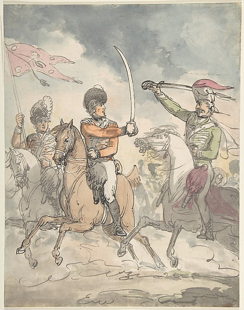 Unused study for a plate to "Hungarian and Highland Broadsword,  Poster Print Wall Art
