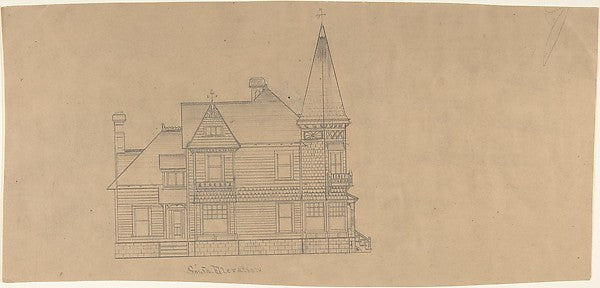 Design for a House  South Elevation c1883-W. Strong ,  Poster Print Wall Art