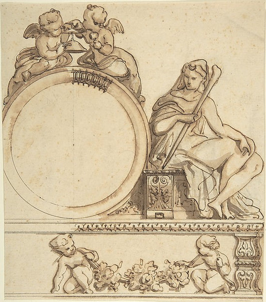 Design for a Clock mid-19th cent-Henri-Charles-Antoine Baron,16x12"(A3) Poster