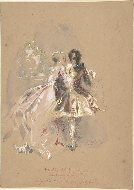 Young Couple Seen From Behind mid-19th cent-Hippolyte-Omer Bal,16x12"(A3) Poster