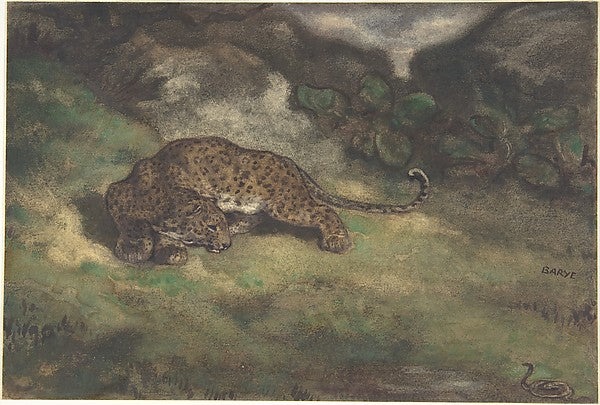 Leopard and Serpent 1810–75-Antoine-Louis Barye,  Poster Print Wall Art