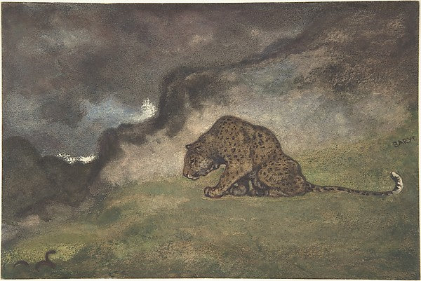 Leopard Watching Serpent 1810–75-Antoine-Louis Barye,  Poster Print Wall Art