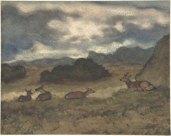 Deer in Landscape 1810–75-Antoine-Louis Barye,  Poster Print Wall Art