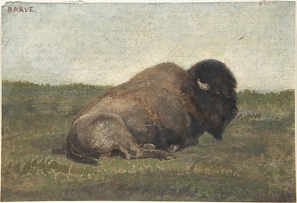 Bison Lying Down 1810–75-Antoine-Louis Barye,  Poster Print Wall Art
