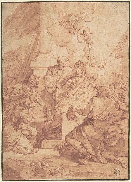 Adoration of the Shepherds n.d.-Nicolas Bertin,16x12"(A3)Poster