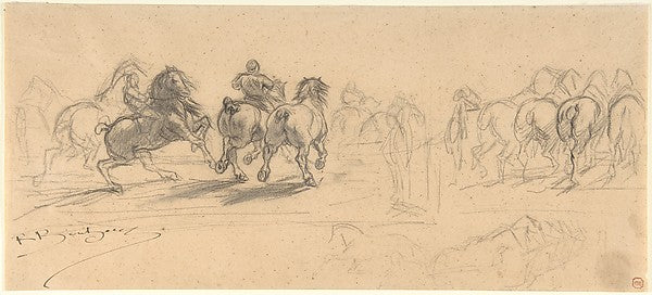 Sheet of Studies for "The Horse Fair" 1840–99-Marie-Rosalie Bo,16x12"(A3) Poster