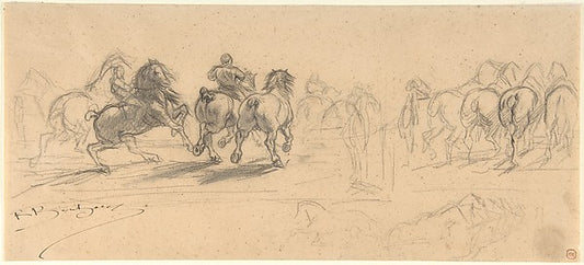 Sheet of Studies for "The Horse Fair" 1840–99-Marie-Rosalie Bo,16x12"(A3) Poster