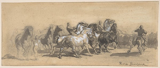 Study for "The Horse Fair" 19th cent-Marie-Rosalie Bonheur,16x12"(A3) Poster